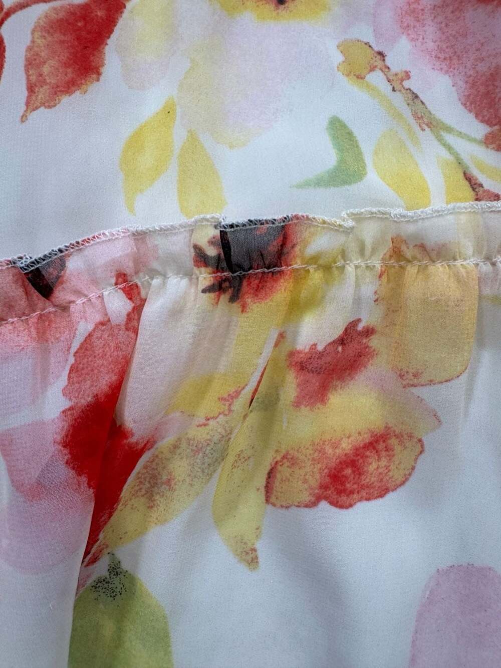 GeeGee Floral Tiered Chiffon Midi Dress Flutter Sleeve V-Neck Boho Women’s L - Picture 13 of 13